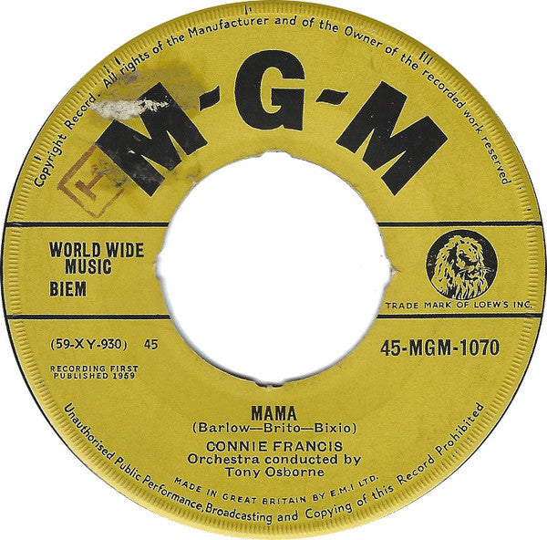 Connie Francis – Mama / Teddy
