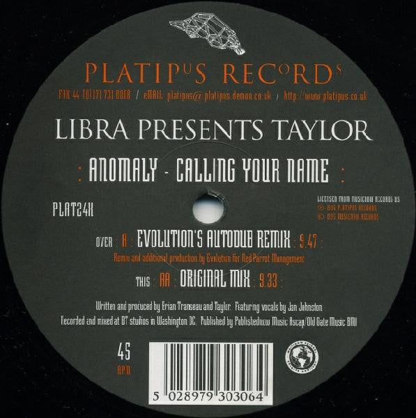Libra Presents Taylor – Anomaly - Calling Your Name