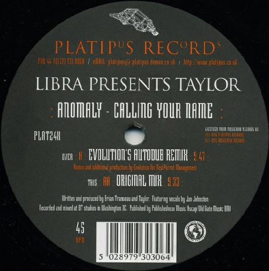 Libra Presents Taylor – Anomaly - Calling Your Name