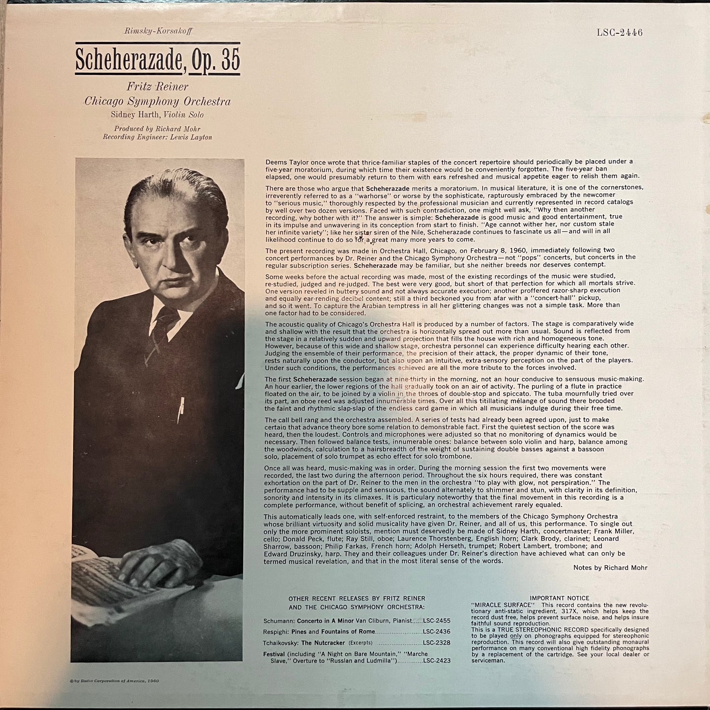 Rimsky-Korsakoff / Reiner, Chicago Symphony / Scheherazade