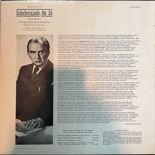 Rimsky-Korsakoff / Reiner, Chicago Symphony / Scheherazade