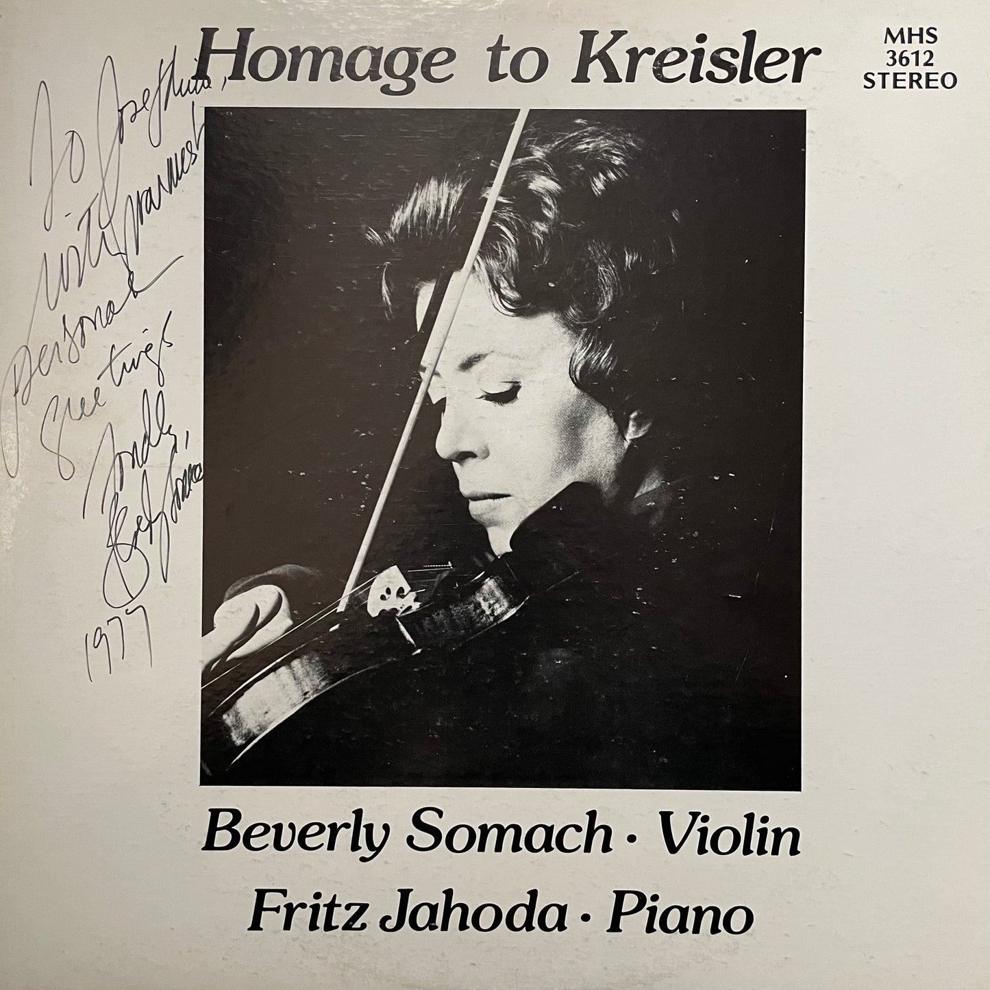 Beverly Somach, Fritz Jahoda ‎/ Homage To Kreisler